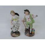 Pair of Hand Painted Porcelain Figures with Mark to Base