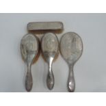 Sterling Silver Dressing Table Set - 3x Brushes and Hand Mirror - Hallmarked London 1911