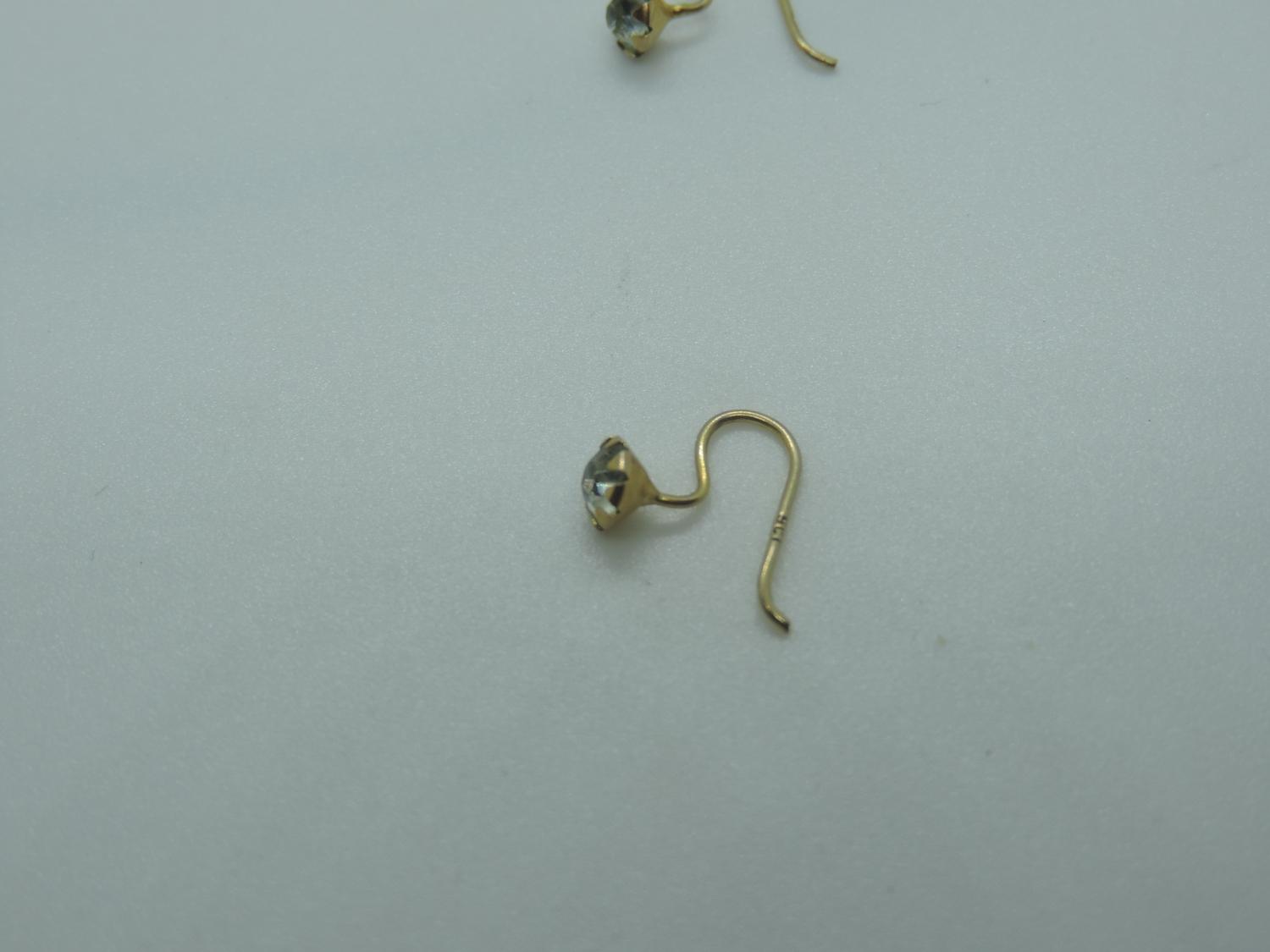 Pair 9ct Gold Drop Earrings - Image 2 of 3