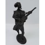 Spelter Figure African Musician - 12" High