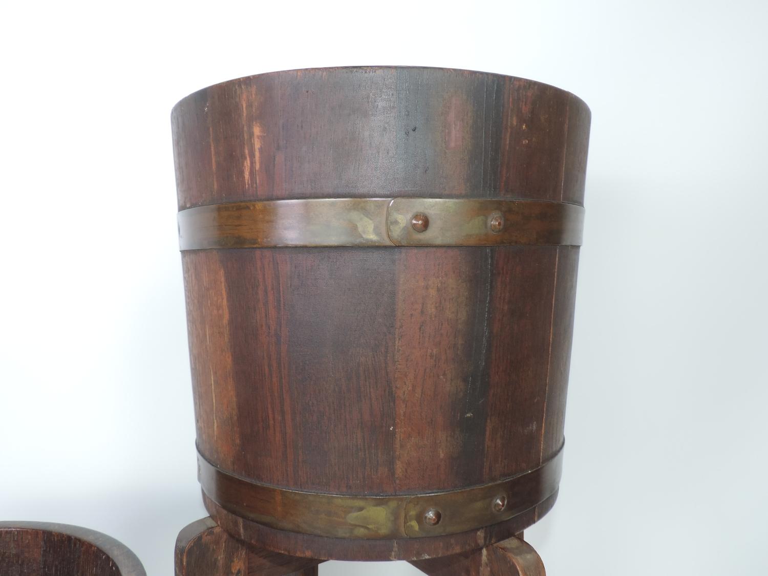 2x Coopered Wooden Planters By R A lister & Co on Stands - Image 2 of 4