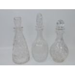 3x Cut Crystal Decanters