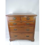 Edwardian Oak Two over Three Chest of Drawers - 42" x 20" x 45"