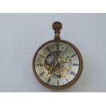 Brass and Glass Desk Clock with Magnified Convex Face - Swiss Made