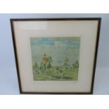 Signed Framed Alfred Munnings Hunting Print - Visible Picture 17.5" x 17.5"