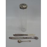 Quantity of Silver - Cutlery, Dressing Table Bottle etc