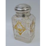 Art Deco Silver Topped Engraved Glass Jar - London 1930