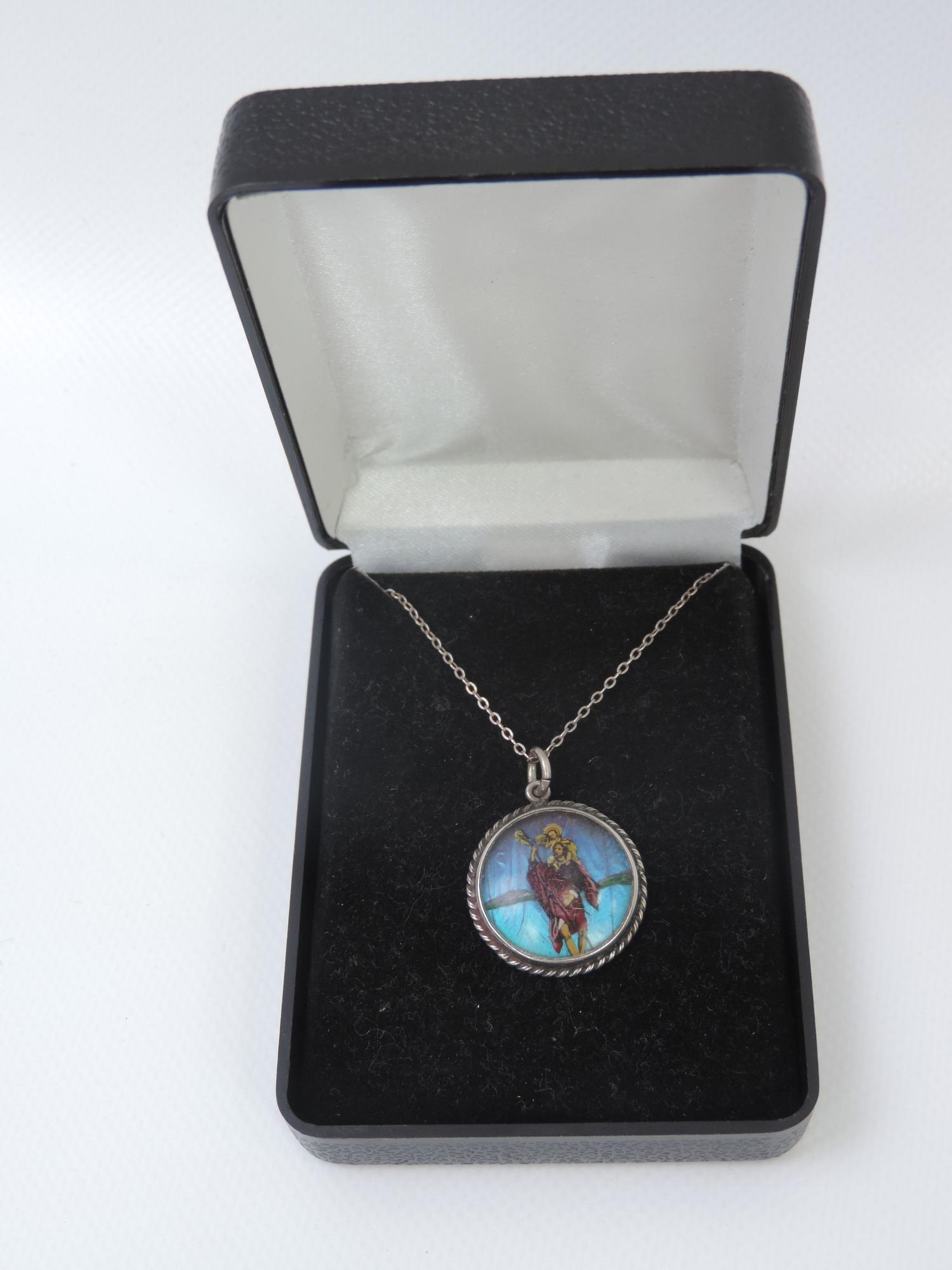 Sterling Silver Butterfly Wing St. Christopher Pendant on Chain