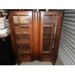 Glazed Oak Display Cabinet with Key