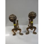 Pair of Heavy Brass Fire Dogs