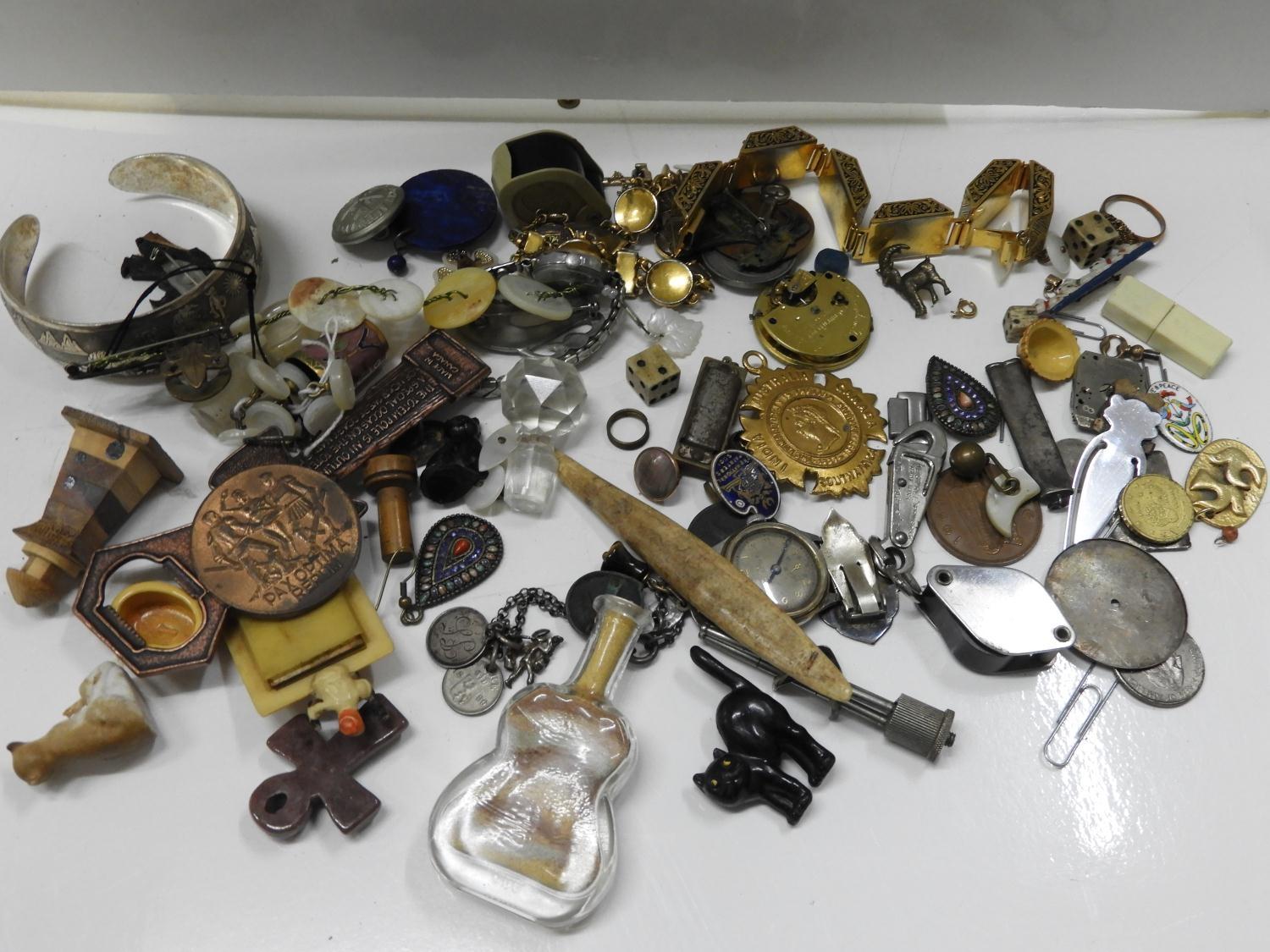 Quantity of Collectables - Costume Jewellery, Pocket Watch Movement etc