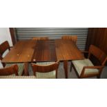 Retro Extending Dining Table with 6x Matching Chairs, Two of which are Carvers