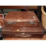 2x Vintage Leather Suitcases