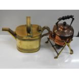 Copper Spirit Kettle and Brass Watering Can