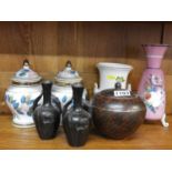 Quantity of China and Pair of Bronze Vases