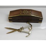 Brass Bound Trinket Box and 2x Brass Paper Knives