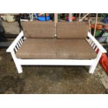 Painted Wooden Garden Bench with Cushions