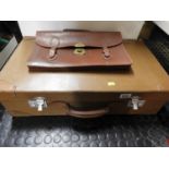 Vintage Leather Suitcase and Leather Briefcase