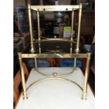 Pair of Brass Effect Retro Glass Topped Tables