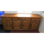 Good Quality French Modern Light Oak Sideboard with Six Drawers and Four Cupboards under - 96"