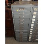 Vintage Bank of 15 Metal Filing Drawers