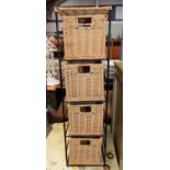 Bank if Four Rattan Storage Drawers