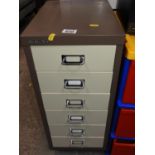 Bank of Six Bisley Metal Filing Drawers