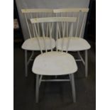 3x Painted Stick Back Dining Chairs