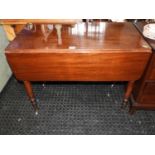 Mahogany Drop Flap Table on Turned Legs with Castor Feet