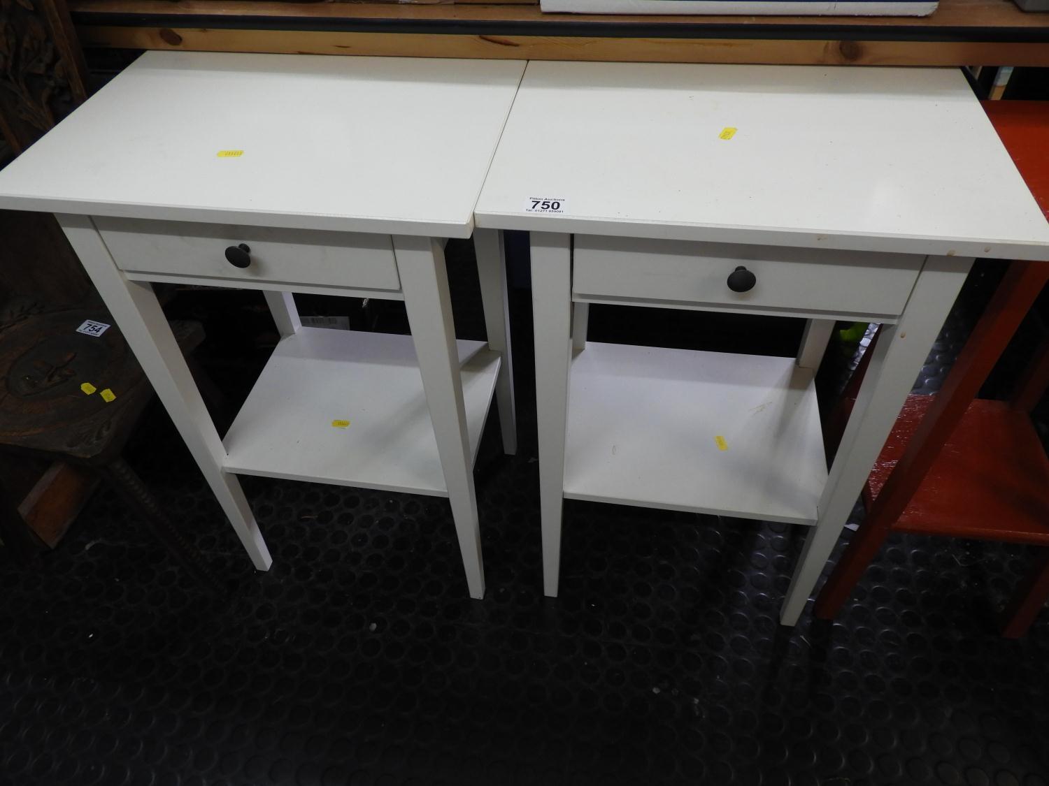 Pair of Modern Single Drawer Bedside Cabinets with Shelves under