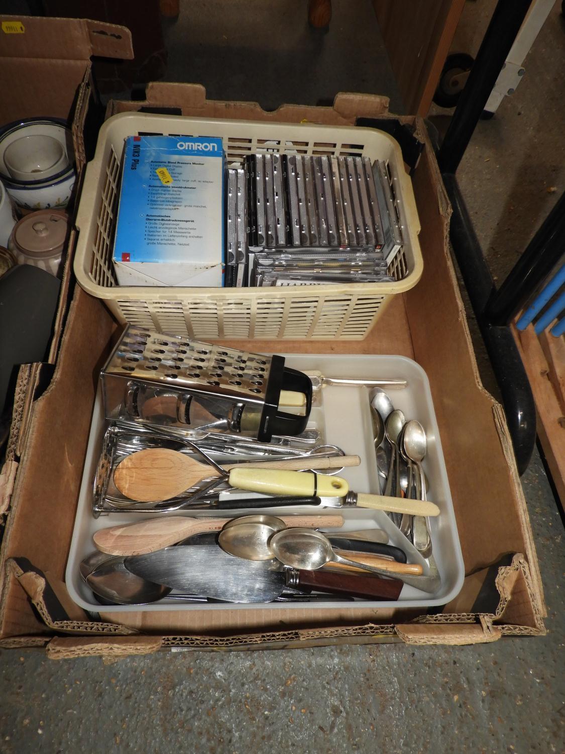 Box of Misc - CDs and Cutlery etc