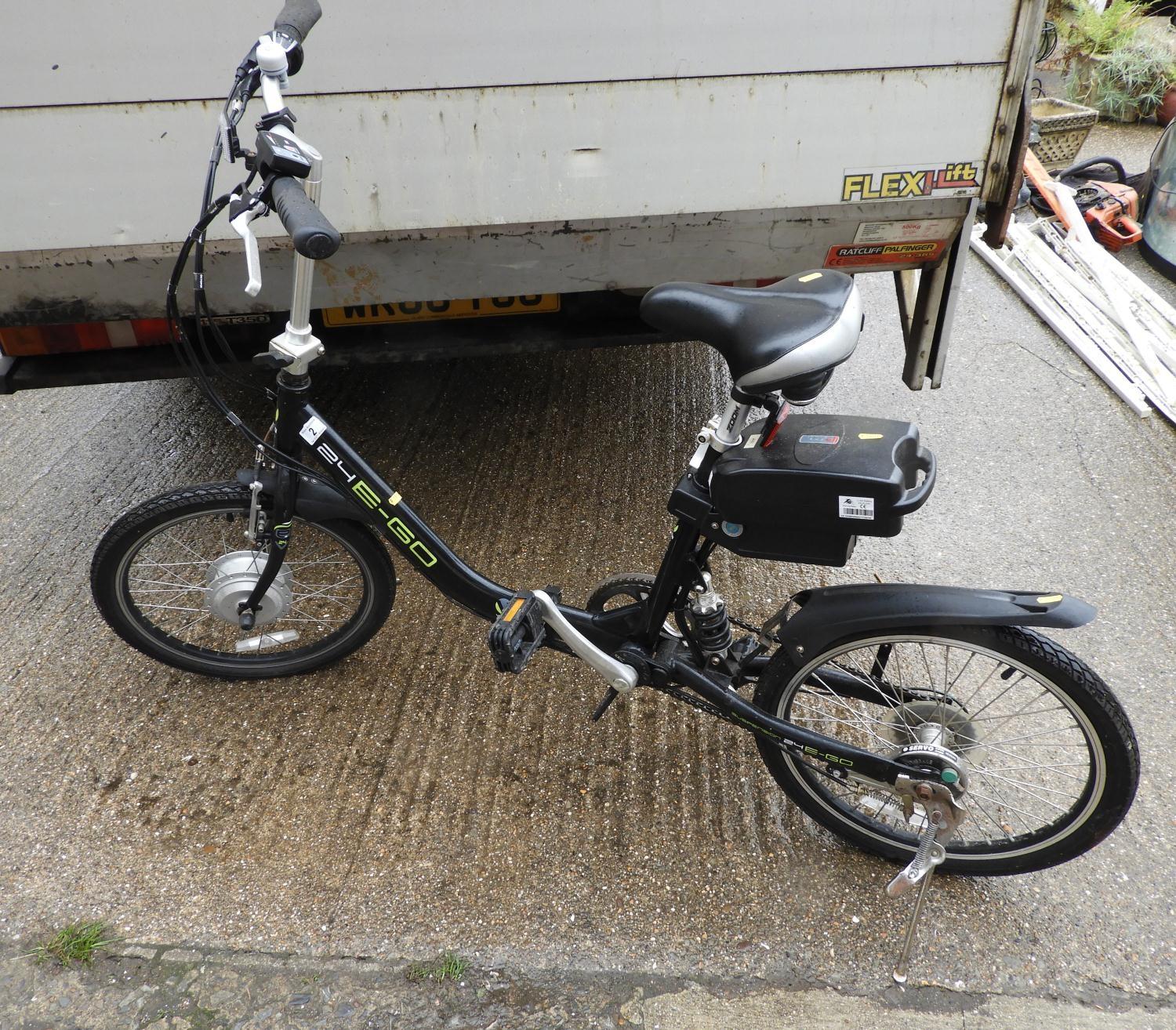 Viking 24 E-Go Folding Electric Bike - Key and Charger in Office