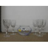 Caithness Glass Bowl and 6x Wine Glasses