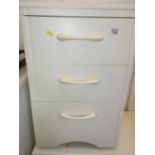 White Three Drawer Bedside Cabinet