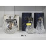 Stuarts Crystal Cruet Set and Conserve Pot