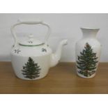 Small Spode Christmas Teapot and Vase