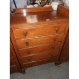 Oak Chest of Five Drawers