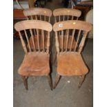 Set of 4x Pine Stick Back Chairs