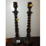 Pair of Barley Twist Candlesticks