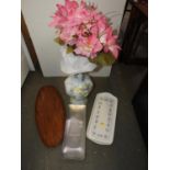 Vase of Artificial Flowers and Quantity of Trays