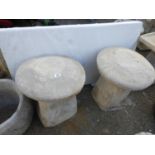 Pair of Concrete Garden Staddle Stones