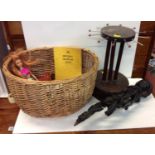 Wicker Basket and Contents - Treen etc