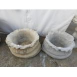 Pair of Sack Concrete Garden Planters