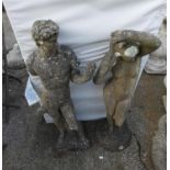 2x Concrete Garden Statues - Figurines - A/F