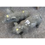 2x Resin Garden Ornaments - Pigs (One with Ear Damage)