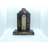 Victorian Ebonised Thermometer with Hand Painted Floral Decoration