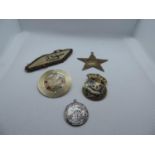 Badges/Medals to include Shilling Piece Engraved with HMS Dreadnought to Rear