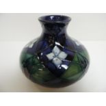 Moorcroft Lattice Blue Glazed Vase - Sally Tuffin - 10cm High - with Original Box