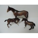 Beswick Horses - Mare and 2x Foals