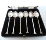 Cased Set of 6x Silver Coffee Spoons - 52gms